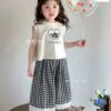 Set bé gái áo sách nách quần caro 13-45kg