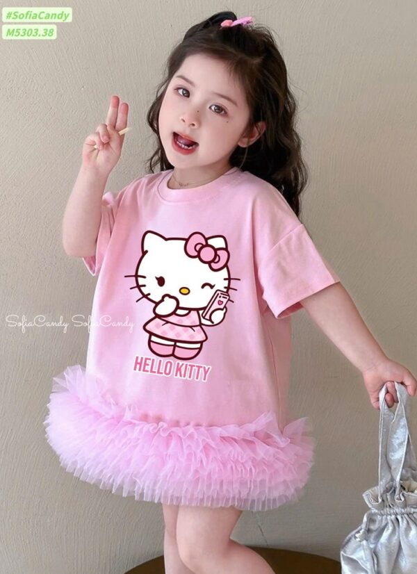 Đầm hồng hello kitty chân bồng 13-40kg