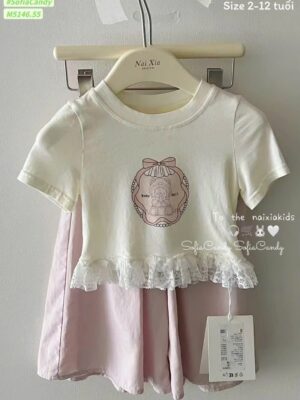 Set áo thun quần hồng kate bé gái 12-40kg