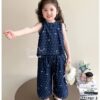 Set demin nơ xanh bé gái 12-40kg