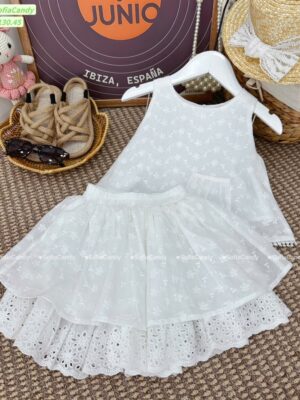 Set váy ren trắng bg