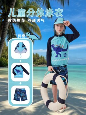 Bộ khủng long xanh bé trai kèm nón