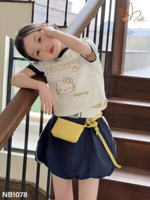 Set váy bí áo crop kitty bé 10-38kg