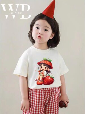 Bộ thun caro trái cây bé gái N