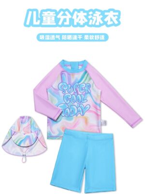 Bộ bơi bé gái kèm nón Super cool today