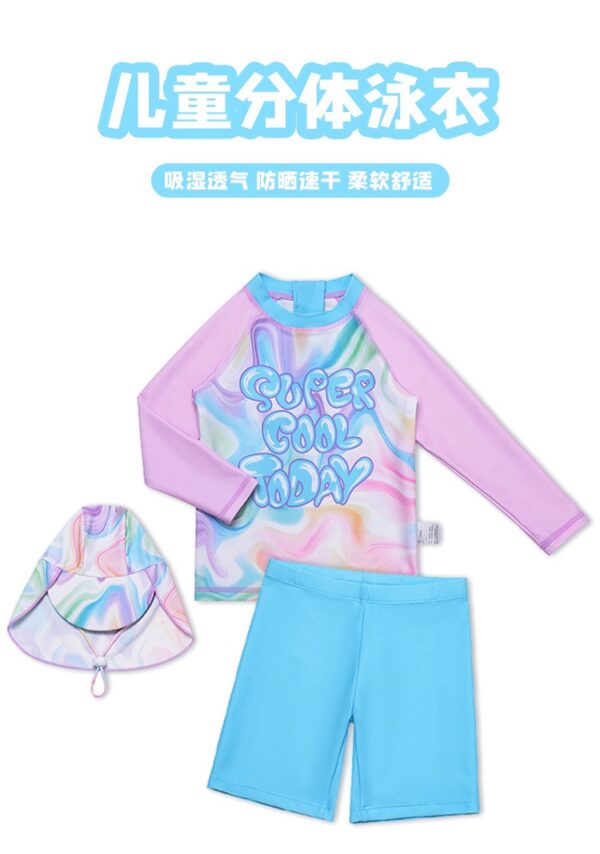 Bộ bơi bé gái kèm nón Super cool today