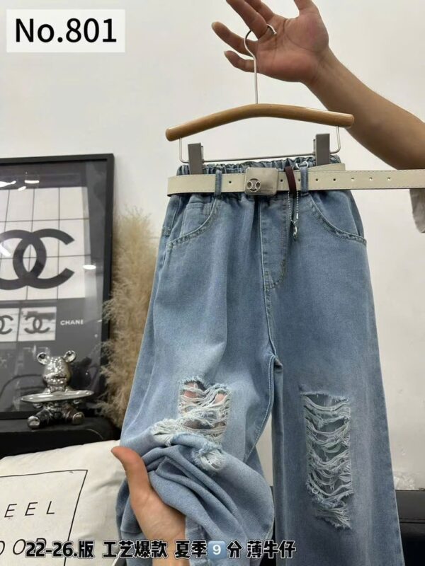 Jean dài rách bé gái 22-26(18-33kg)