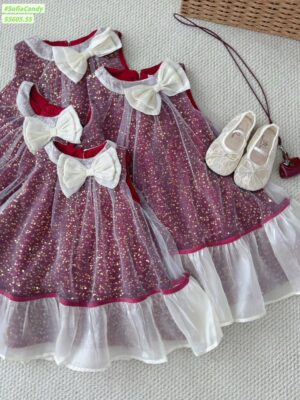 đầm vol đỏ xoằ trắng nơ cổ 12-40kg