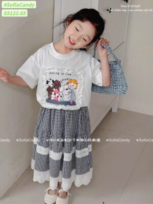 Set áo trắng chân vây caro dài 13-45kg