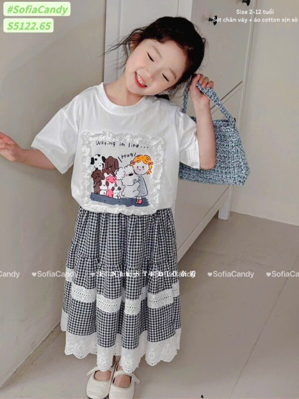 Set áo trắng chân vây caro dài 13-45kg