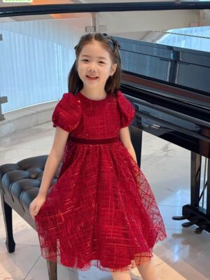 Đầm đỏ kim sa xoè nhẹ 10-40kg