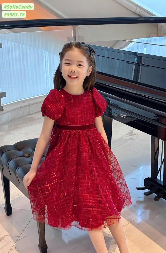 Đầm đỏ kim sa xoè nhẹ 10-40kg