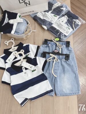 Set jean áo polo sọc quàn jean thô hq 10-25kg
