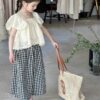 set cánh tiên áo ren quần caro 13-45kg