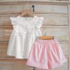 Set áo ren trắng quần đùi hồng 12-40kg
