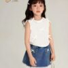 Set bé gái áo trắng sn jean demin