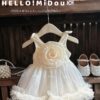 Đầm hoa ren trước ngực (6-15kg)