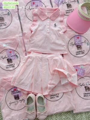 Set bộ thể thao polo hồng 13-40kg