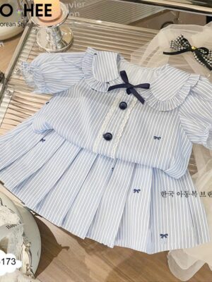 Set nơ kate sọc bé gái 13-40kg