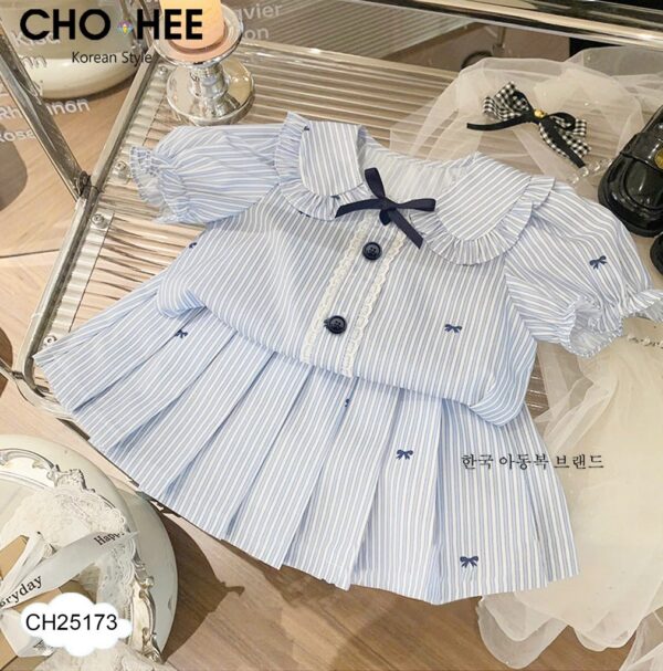 Set nơ kate sọc bé gái 13-40kg