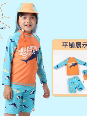 Bơi cam xanh cá mập bt kèm nón tai dài