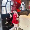 Đầm thun thêu ngựa polo kèm nón (13-35kg)