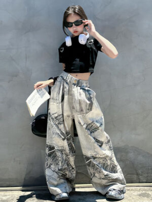 Quần jean xám đen rách 120-170