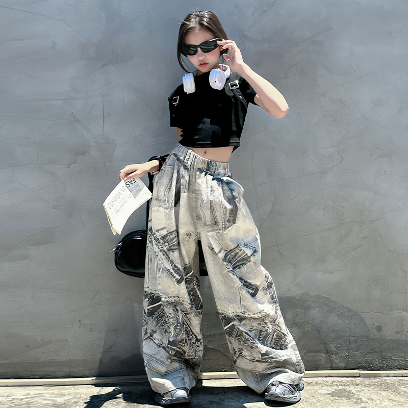 Quần jean xám đen rách 120-170