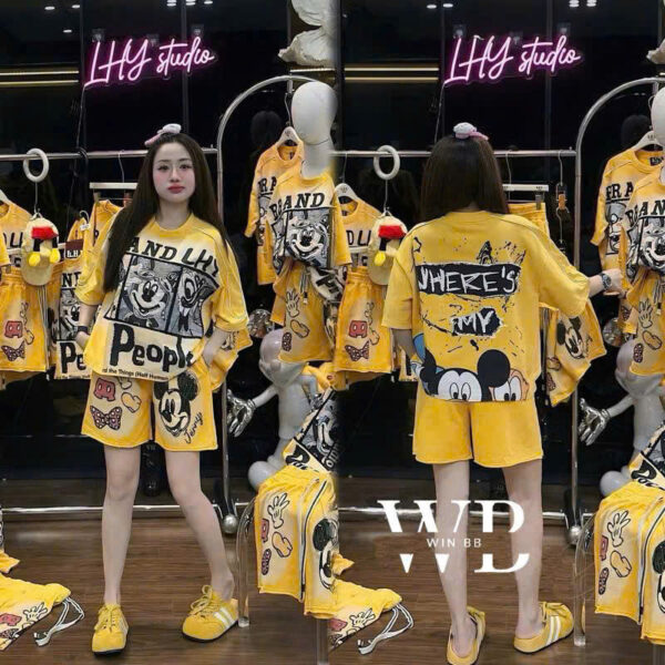 Bộ win mickey dot 2 bé gái đỏ vàng10-60kg