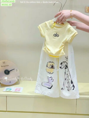 Set qdtn alo vàng quần trắng cún 13-45kg