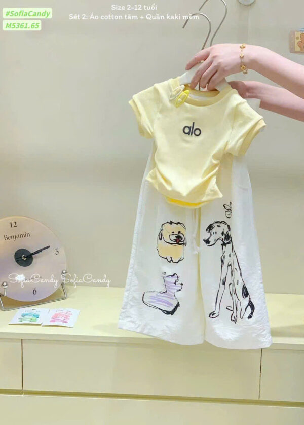 Set qdtn alo vàng quần trắng cún 13-45kg