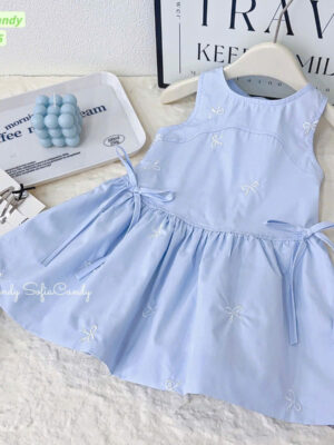 Đầm kate xanh nơ nhẹ ngọt ngào 10-40kg
