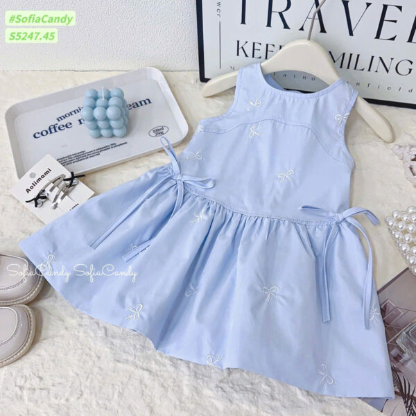 Đầm kate xanh nơ nhẹ ngọt ngào 10-40kg