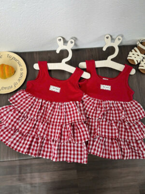 Đầm thun đỏ caro 8-20kg