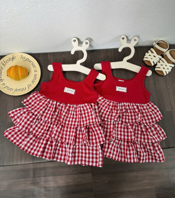Đầm thun đỏ caro 8-20kg