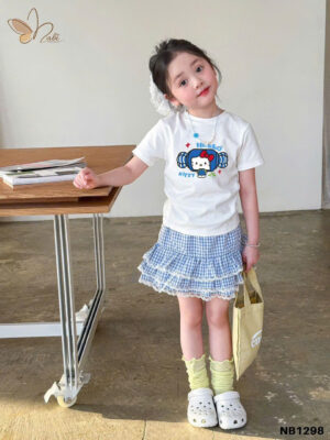 Bộ kitty váy caro xanh 10-40kg