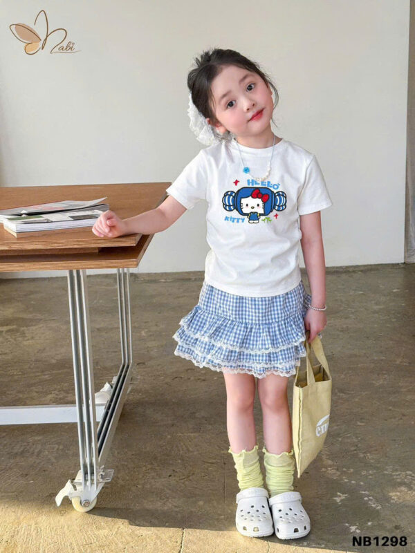 Bộ kitty váy caro xanh 10-40kg