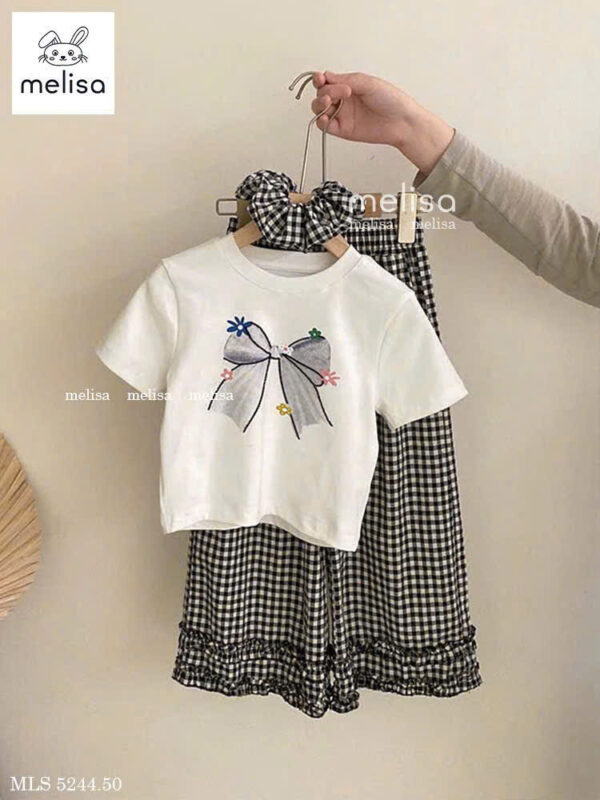 Set bộ qdtn caro nơ bé gái 10-45kg