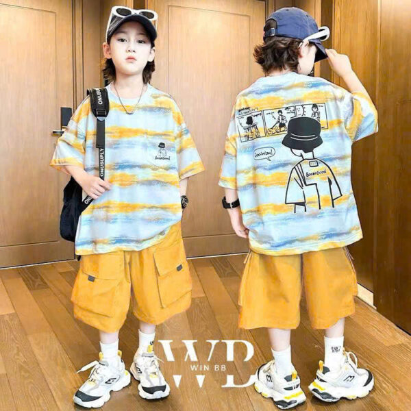 Bộ thun win bé trai phong cach cool 10-65kg - Hình ảnh 2