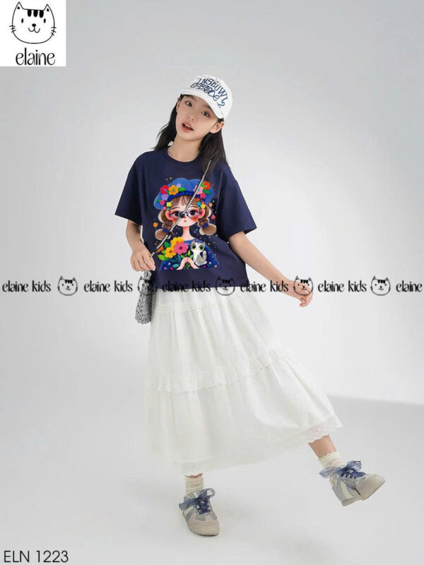 Set váy trắng áo xden cô gái 13-50kg