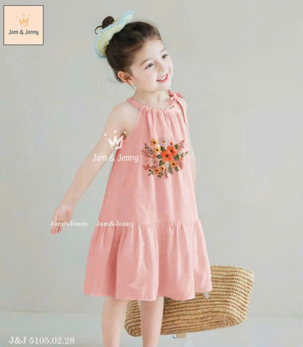 Đầm ren hoa thêu bé gái 10-40kg