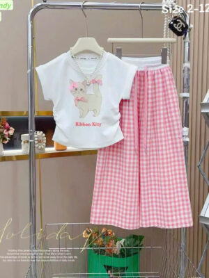 Bộ mèo quần caro hồng 10-40kg