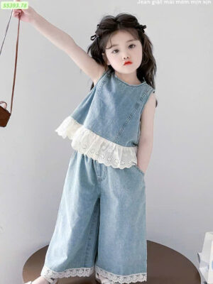 Set jean demin phối ren mềm 13-45kg