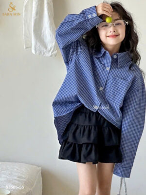 Áo sm caro xanh đen 12-40kg