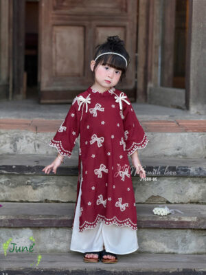 Áo dài đỏ đô ren kiếng 13-40kg